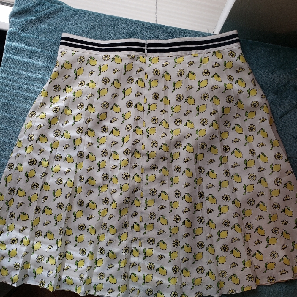 J Crew White Pleated Lemon Skirt